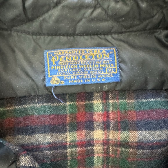 VTG Pendleton 60s-70s Button Up Shirt USA Woolmark Virgin Wool Plaid XL *HOLES* - Picture 3 of 8